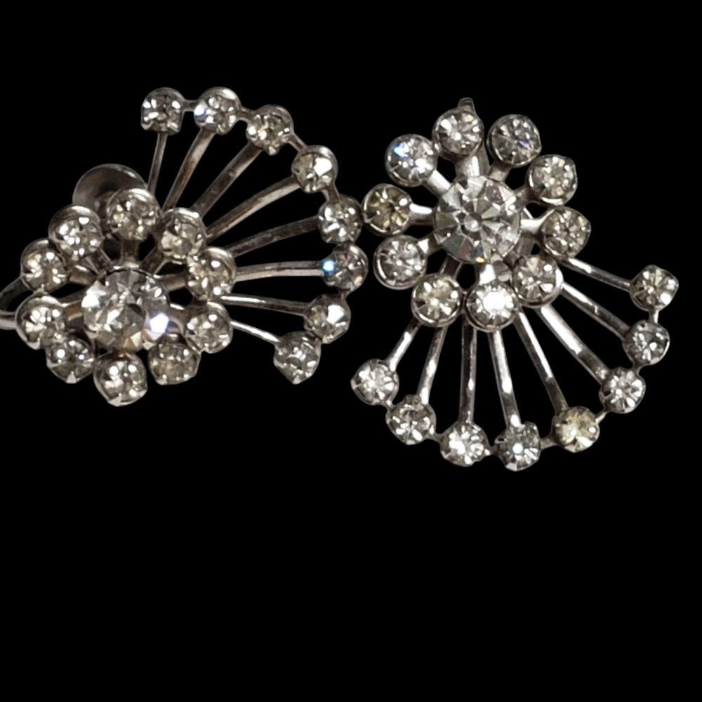 Vintage 60s Rhinestone Screw Back Earrings